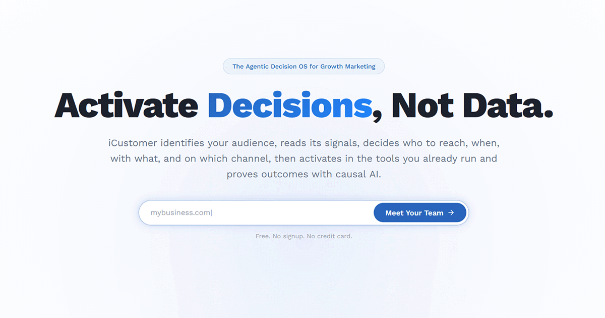 icustomer.ai — Connect your stack, state one goal, set your guardrails. Growth Brain runs the growth…