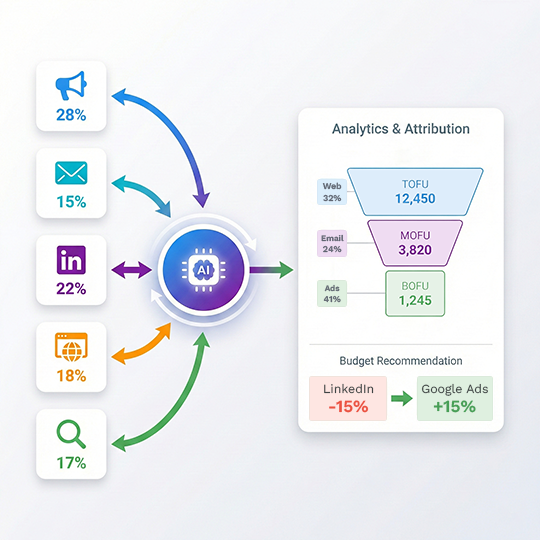 Attribution analytics hero showing closed-loop revenue attribution
